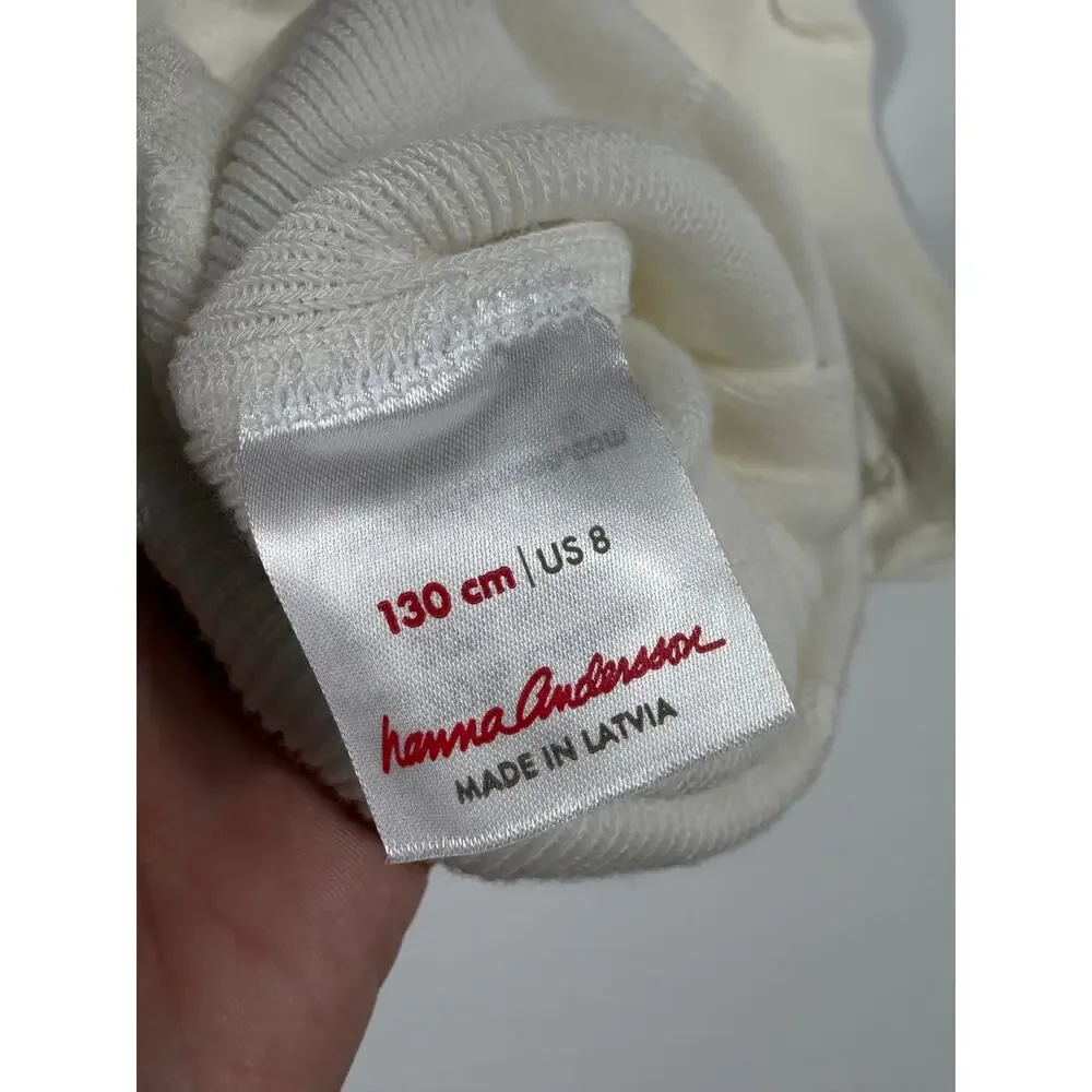 Hanna Andersson Girls Footed Cotton Tights Ivory White Size 8 Fits like size 14